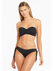 Sea Level Essentials Tie Side Regular Bottom in Black, view 4, click to see full size