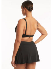 Sea Level Essentials Swim Skirt in Black, view 2, click to see full size