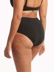 Sea Level Essentials High Waisted Gathered Bottom In Black, view 2, click to see full size