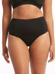 Sea Level Essentials High Waisted Gathered Bottom In Black, view 1, click to see full size