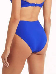 Sea Level Essentials Retro High Waist Bottom in Cobalt, view 2, click to see full size