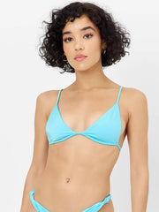 Frankies Bikinis Chase Shine Top In Aquamarine, view 1, click to see full size
