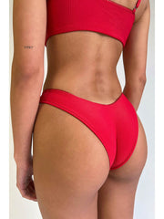 Frankies Bikinis Cleo Ribbed Bralette Top in Crimson, view 2, click to see full size