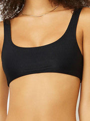 Frankies Bikinis Connor Ribbed Top In Black, view 3, click to see full size