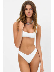 Frankies Bikinis Dallas Ribbed Top In White, view 4, click to see full size
