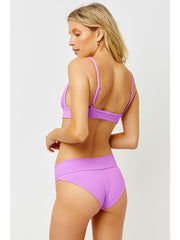 Frankies Bikinis Gavin Ribbed Top In Passionfruit, view 2, click to see full size