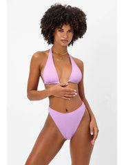 Frankies Bikinis Anne High Waisted Plisse Bottom In Wisteria, view 4, click to see full size