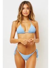 Frankies Bikinis Sky Ribbed Bottom in Chambray, view 4, click to see full size