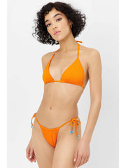 Frankies Bikinis Tia Plisse Bottom in Papaya, view 3, click to see full size