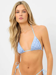 Frankies Bikinis Tia Puff Top in Baby Blue, view 1, click to see full size