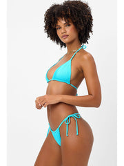 Frankies Bikinis Tia Plisse Top in Aquamarine, view 3, click to see full size