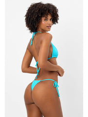 Frankies Bikinis Tia Plisse Top in Aquamarine, view 2, click to see full size