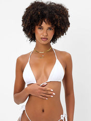 Frankies Bikinis Tia Plisse Top in Optic White, view 1, click to see full size