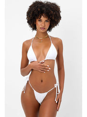Frankies Bikinis Tia Plisse Top in Optic White, view 4, click to see full size