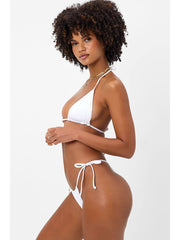 Frankies Bikinis Tia Plisse Top in Optic White, view 3, click to see full size