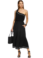 JETS Classique One Shoulder Dress Black, view 1, click to see full size