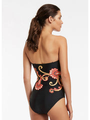JETS Silk Road Bandeau One Piece in Black, view 2, click to see full size