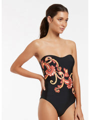 JETS Silk Road Bandeau One Piece in Black, view 3, click to see full size