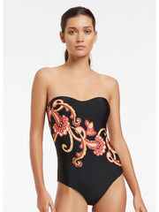 JETS Silk Road Bandeau One Piece in Black, view 1, click to see full size