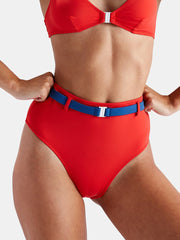 Solid & Striped Josephine High Waisted Bottom Red, view 1, click to see full size