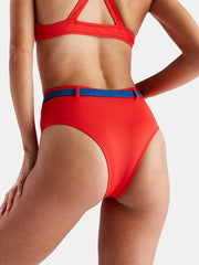 Solid & Striped Josephine High Waisted Bottom Red, view 2, click to see full size