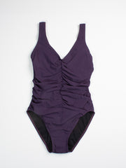 Karla Colletto One Piece V-Neck Silent Underwire In Grape, view 1, click to see full size