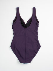Karla Colletto One Piece V-Neck Silent Underwire In Grape, view 2, click to see full size