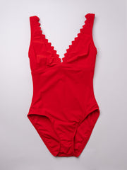 Karla Colletto Inés V-Neck Silent Underwire Tank In Cherry, view 1, click to see full size