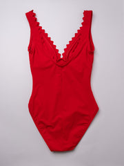 Karla Colletto Inés V-Neck Silent Underwire Tank In Cherry, view 2, click to see full size