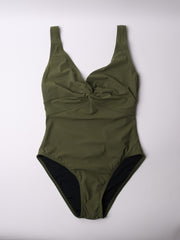 Karla Colletto One Piece Underwire Knot Twist In Olive, view 1, click to see full size