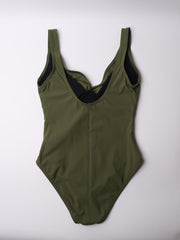 Karla Colletto One Piece Underwire Knot Twist In Olive, view 2, click to see full size