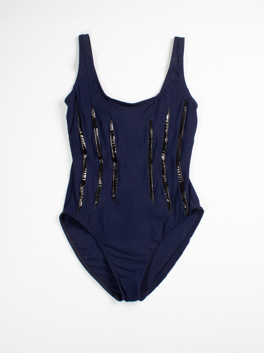 Karla Colletto One Piece Scoop Neck Tank In Navy