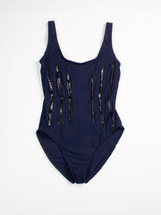 Karla Colletto One Piece Scoop Neck Tank In Navy, view 1, click to see full size