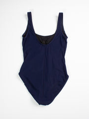 Karla Colletto One Piece Scoop Neck Tank In Navy, view 2, click to see full size