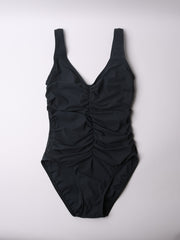 Karla Colletto One Piece V-Neck Silent Underwire In Charcoal, view 1, click to see full size