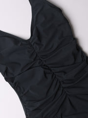 Karla Colletto One Piece V-Neck Silent Underwire In Charcoal, view 3, click to see full size