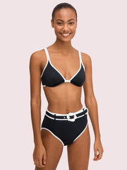 Kate Spade Daisy Buckle High Waist Bottom Black, view 2, click to see full size