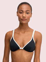 Kate Spade Daisy Buckle Underwire Bralette Black, view 3, click to see full size
