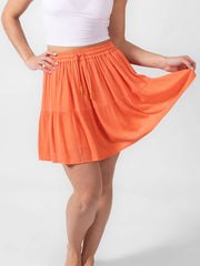 Koy Resort Miami Tiered Short Skirt In Punch, view 1, click to see full size