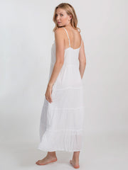 Koy Resort Miami Midi Tier Dress In White, view 2, click to see full size
