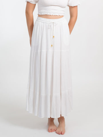 Koy Resort Miami Tiered Long Skirt In White