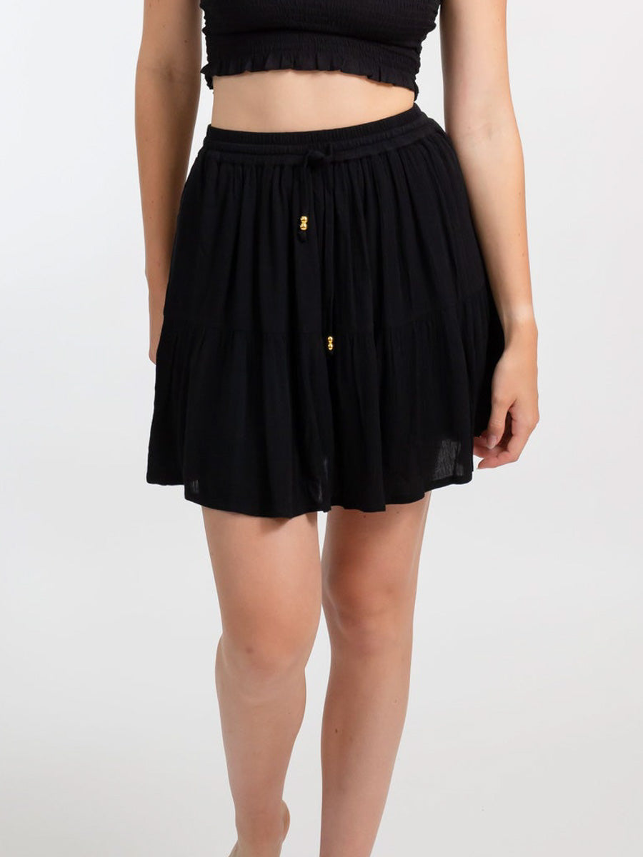 Koy Resort Miami Tiered Short Skirt In Black