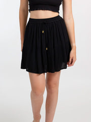 Koy Resort Miami Tiered Short Skirt In Black, view 1, click to see full size
