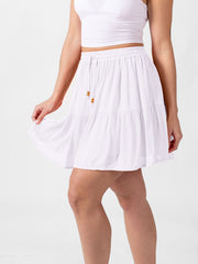Koy Resort Miami Tiered Short Skirt In White, view 1, click to see full size