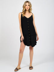 Koy Resort Miami Button Up Mini Dress in Black, view 1, click to see full size