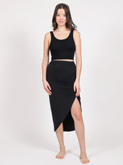 Koy Resort Laguna Ruched Skirt in Black, view 3, click to see full size