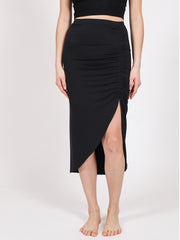 Koy Resort Laguna Ruched Skirt in Black, view 1, click to see full size