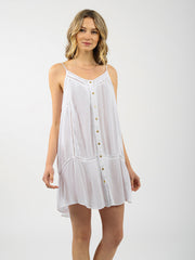 Koy Resort Miami Button Up Mini Dress in White, view 1, click to see full size