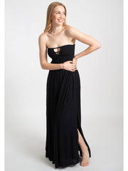 Koy Resort Miami Smocked Bandeau Dress In Black, view 1, click to see full size