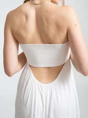 Koy Resort Miami Smocked Bandeau Dress In White, view 2, click to see full size